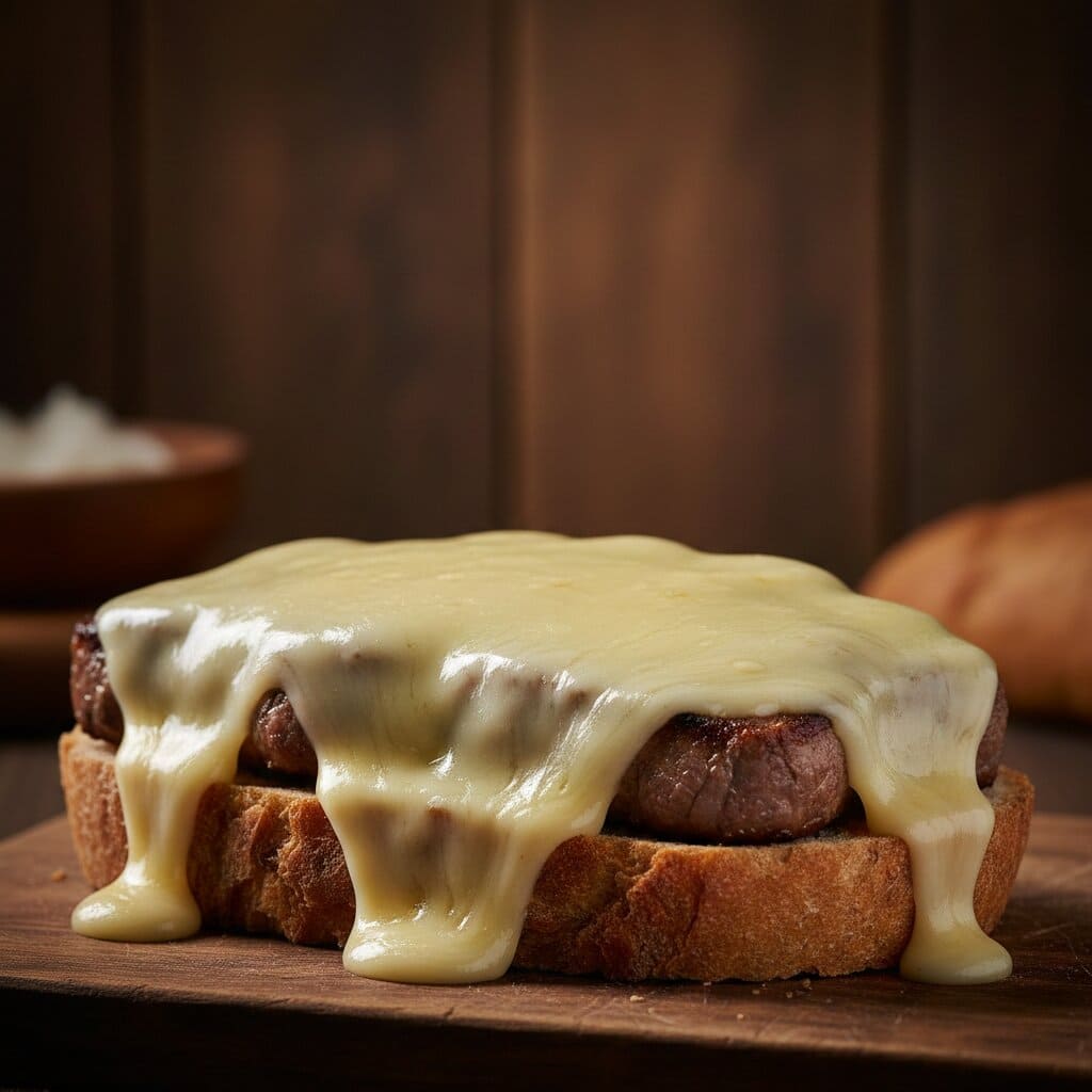 Selección del mejor queso para derretir artesanal sobre una tabla de madera.
